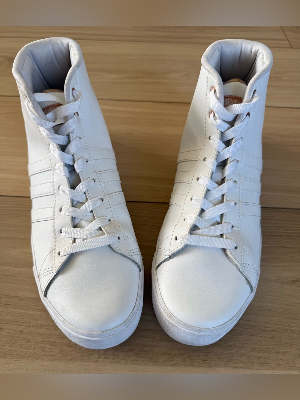 Adidas Neo Cloudfoam High Top Sneakers White Rose Gold Women’s Size 10